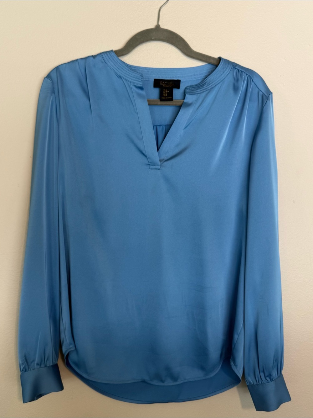 RACHEL Rachel Roy Sky Blue Long-Sleeve V-Neck Blouse